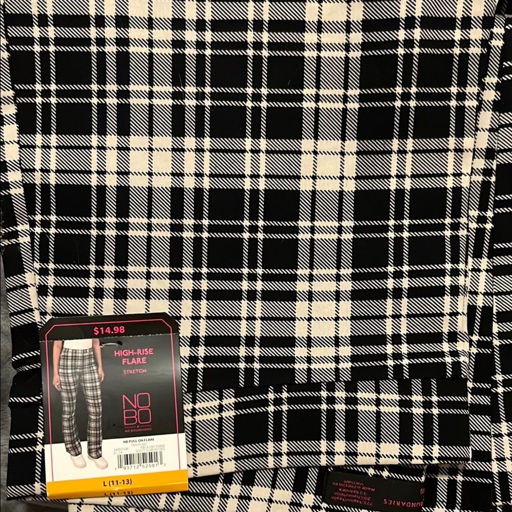 NOBO Black and White Plaid Flare Pants